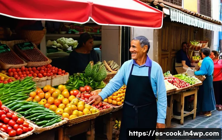 지속 가능한 요리 기술과 그 적용 사례 - **Vibrant Spanish Mercado de Abastos Scene:** A bustling and colorful indoor Spanish *Mercado de Aba...