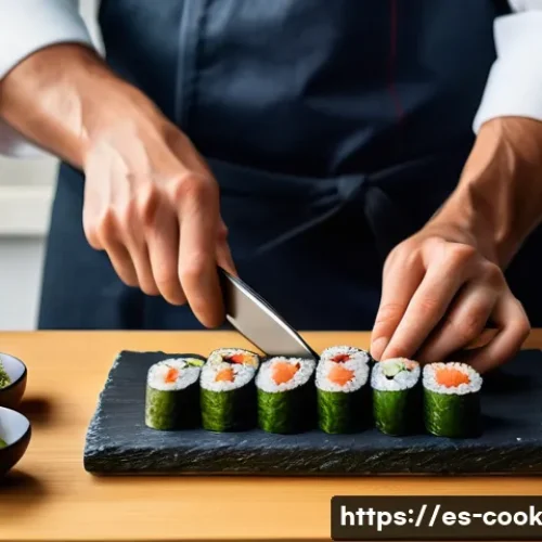 세계 요리 기술 통합을 위한 최선의 접근 - A vibrant fusion dining scene featuring a chef preparing sushi rolls with Mediterranean influences: ...