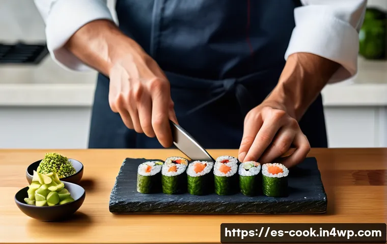 세계 요리 기술 통합을 위한 최선의 접근 - A vibrant fusion dining scene featuring a chef preparing sushi rolls with Mediterranean influences: ...