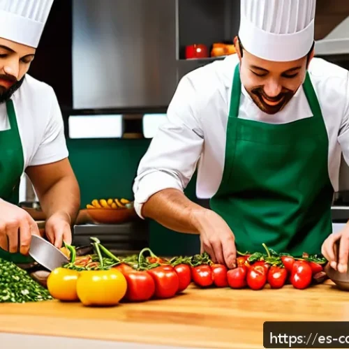 요리 기술 통합을 위한 워크샵 참여 방법 - A vibrant fusion cooking class scene featuring diverse adults in a modern kitchen, blending French s...
